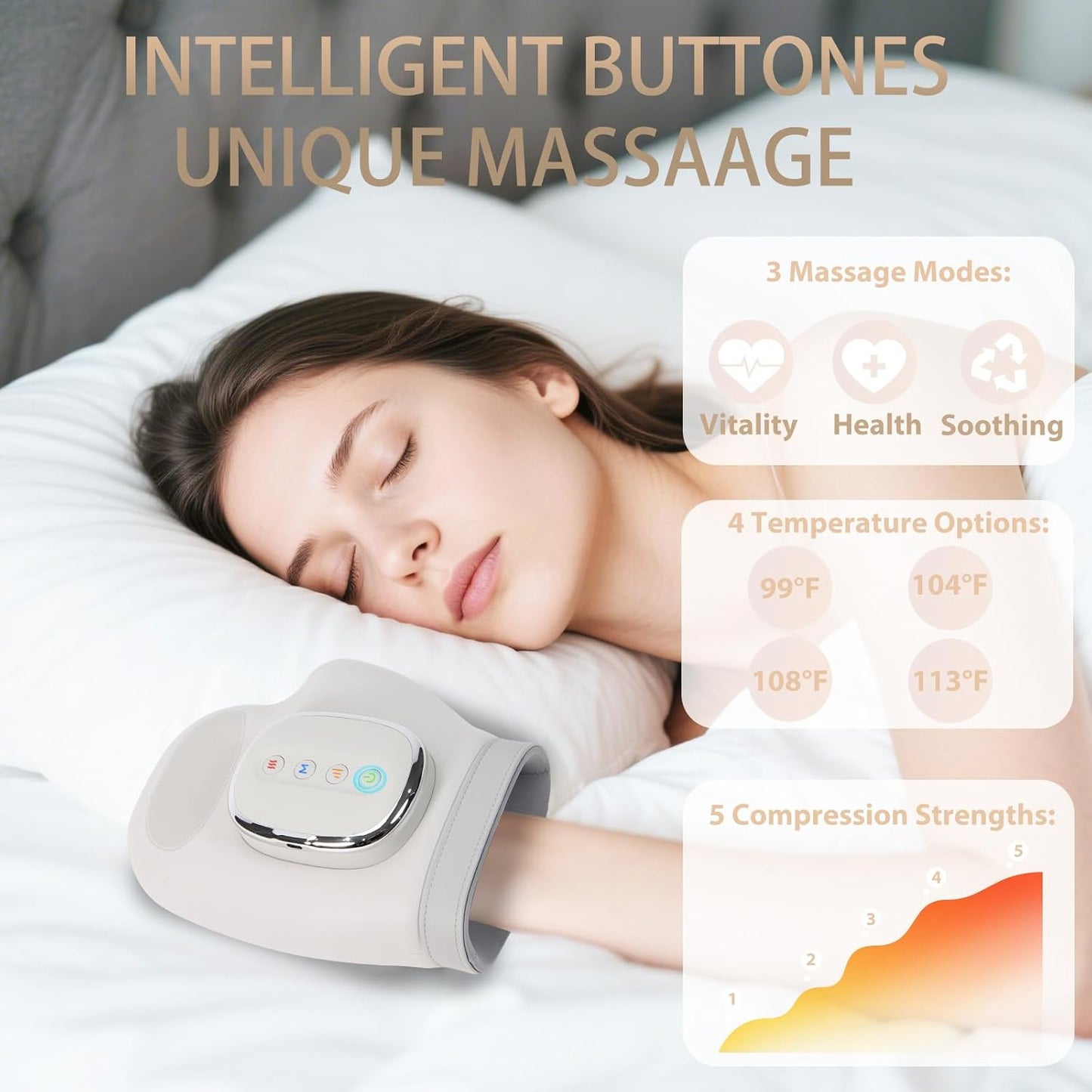 Su7 Hand Massager with Heat and Compression, 3 Massage 4 Temperatures 5 Compression Models Hand Massage for Arthritis & Carpal Tunnel, Ideal Gifts for Women/Men