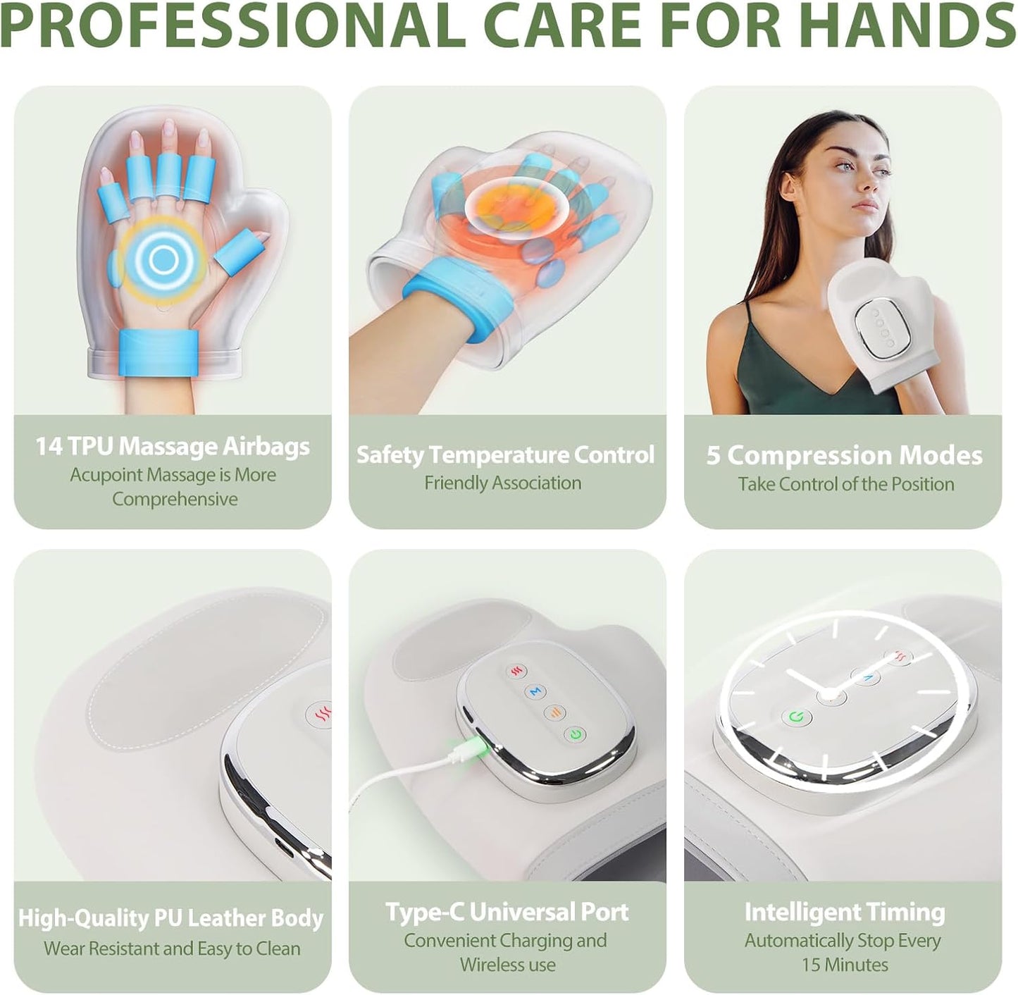Su7 Hand Massager with Heat and Compression, 3 Massage 4 Temperatures 5 Compression Models Hand Massage for Arthritis & Carpal Tunnel, Ideal Gifts for Women/Men